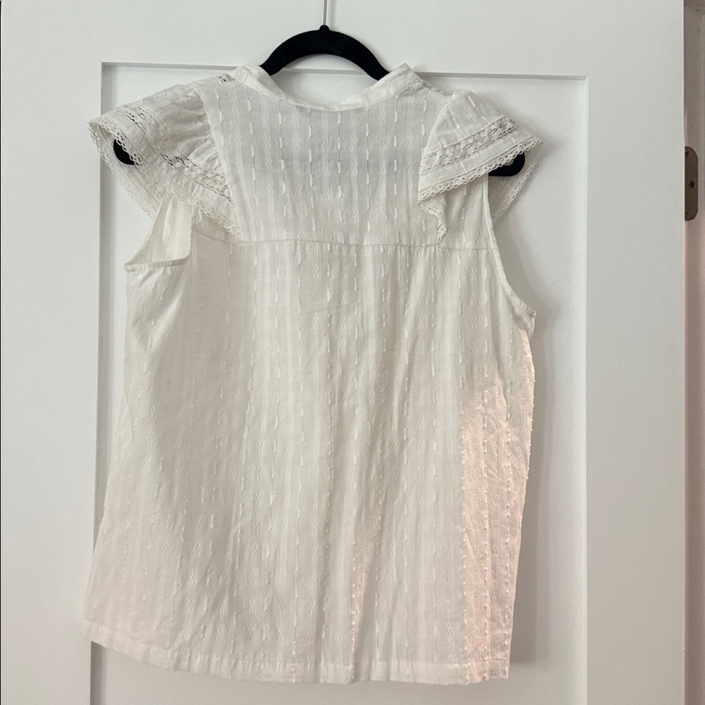 Zara Ivory Ruffled Button-Up Blouse - Picture 2 of 2